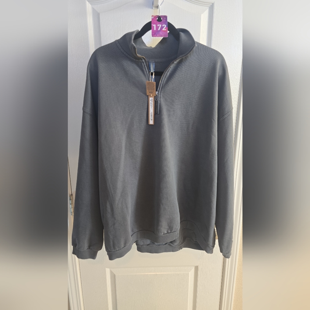 Skims Boyfriend fleece slouchy half zip pull over